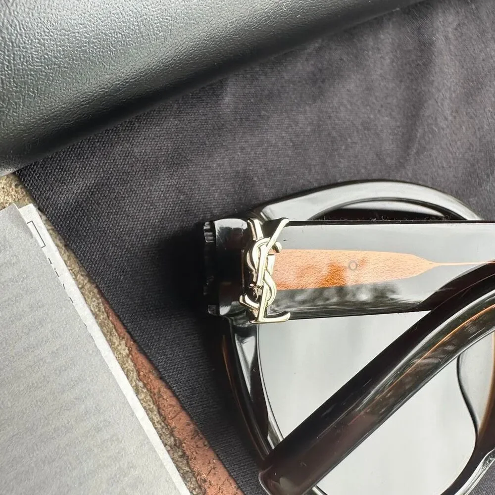 Saint Laurent $520 Women’s SL M31/F Brown Polarized Sunglasses Gold Logo NEW